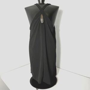 Cross Front Halter Black Mini Dress Size M Limelush Minimal Chic Keyhole Back